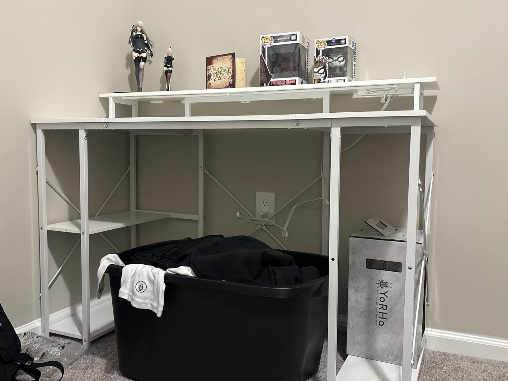 ODK 48 inch Gaming Desk with LED Lights, Computer Desk with Monitor Stand & Storage Shelves, CPU Stand, Home Office Desk, Black customer photo 2