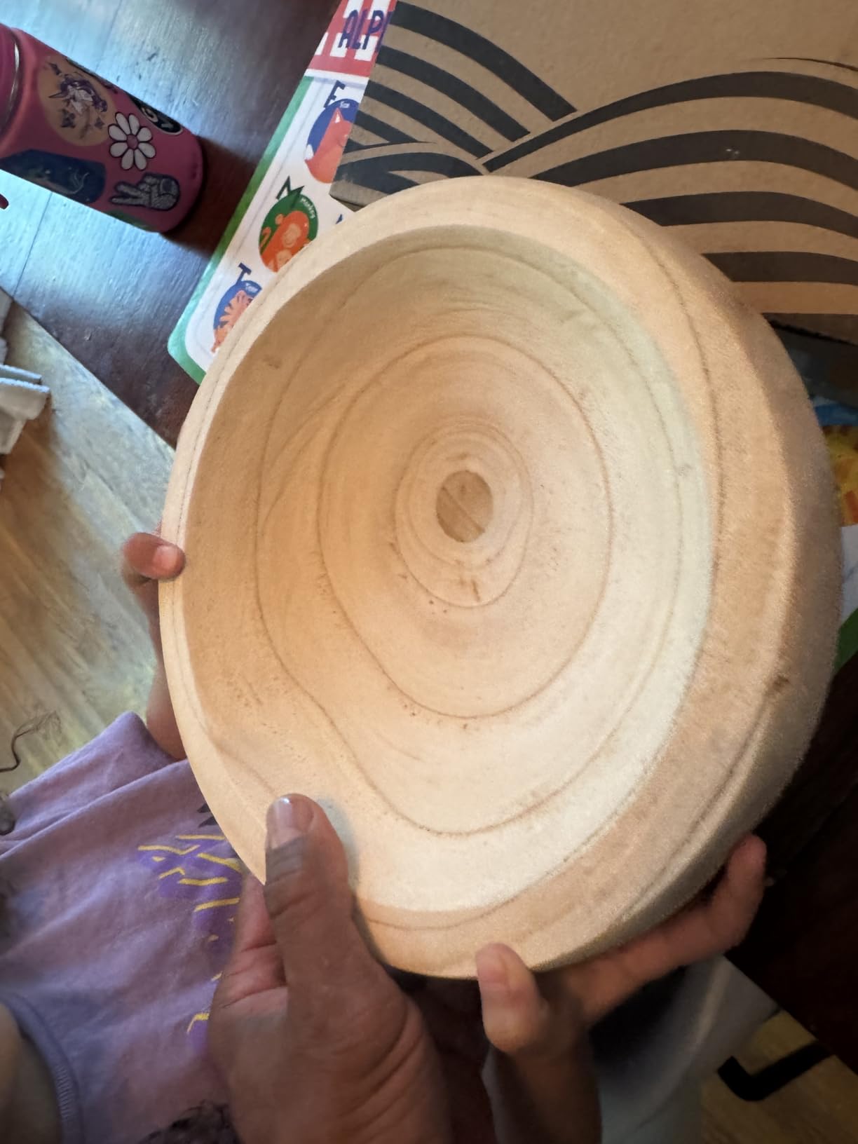 BOLTCORRSE Wooden Decorative Bowl - Hand Carved Natural Wood Fruit Bowl, Rustic Farmhouse Dough Bowl Decor, Wooden Serving Bowl for Coffee Table, Entryway Key Bowl or Kitchen Centerpiece customer photo 1