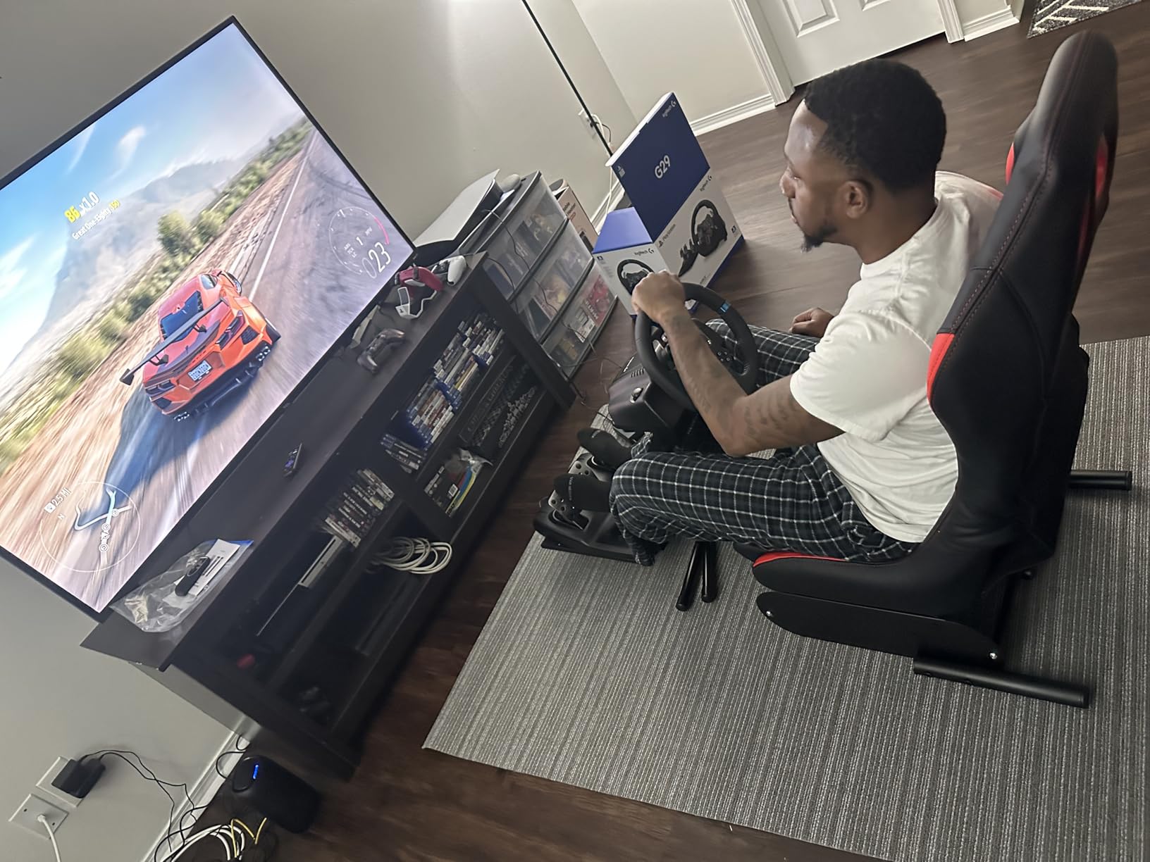 DIWANGUS Racing Simulator Cockpit Racing Wheel Stand with Seat Gaming Chair Sim Racing Cockpit for G29 G920 G923 G PRO RS50 T248 T300RS R3 R5 R9 R12 R16 R21 R25 Xbox PS4 PS5 PC Accessories customer photo 2