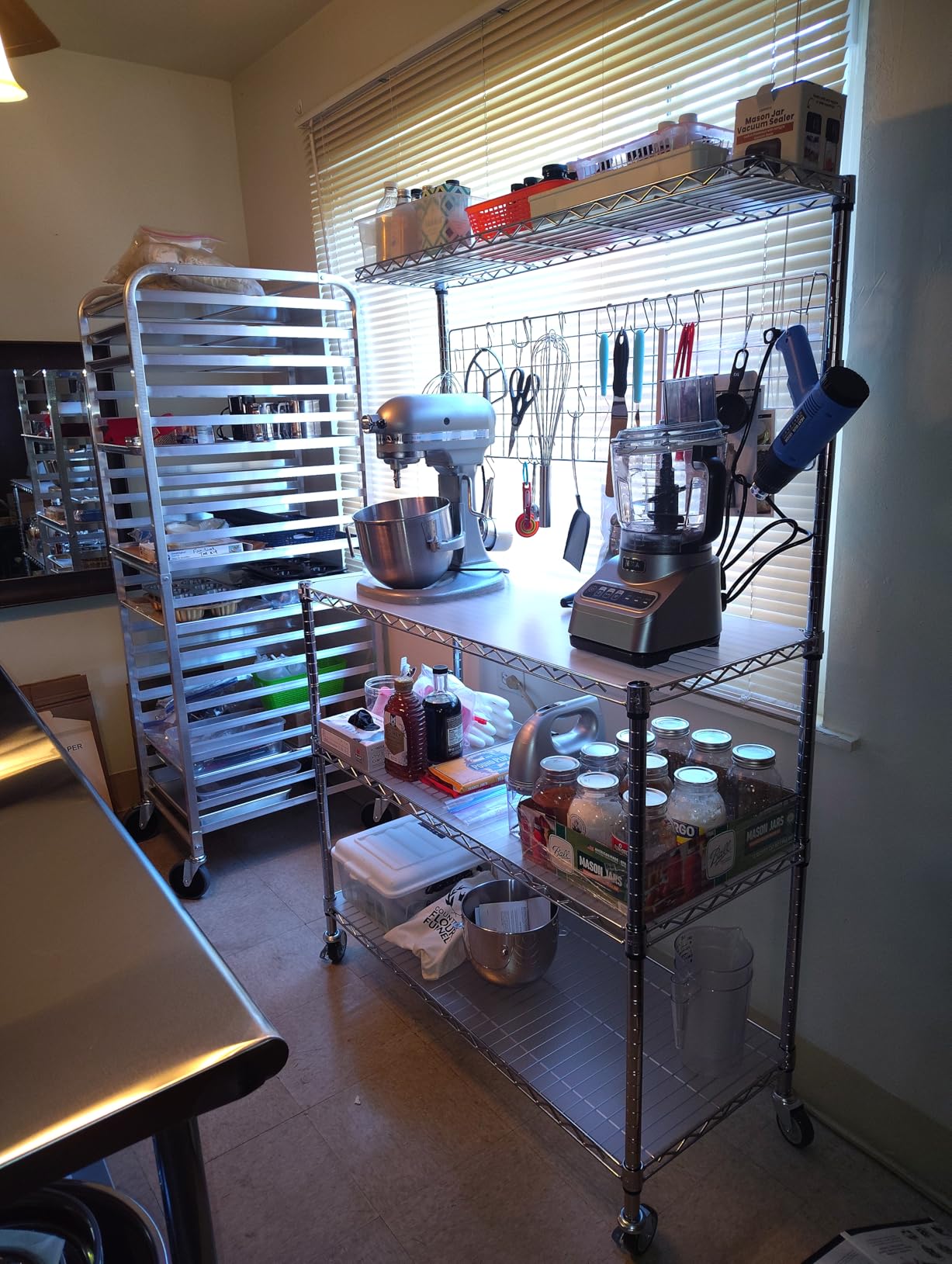 Leteuke Bakers Rack with Storage & Wheels, 42 Inch Microwave Stand Kitchen Shelves, 4-Tier Heavy Duty Storage Rack with 20 S-Hooks, Commercial Metal Utility Kitchen Cart, 42x 18x 63 Inch, Chrome customer photo 1