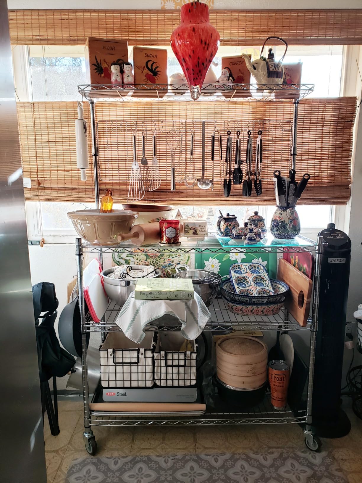 Leteuke Bakers Rack with Storage & Wheels, 42 Inch Microwave Stand Kitchen Shelves, 4-Tier Heavy Duty Storage Rack with 20 S-Hooks, Commercial Metal Utility Kitchen Cart, 42x 18x 63 Inch, Chrome customer photo 2