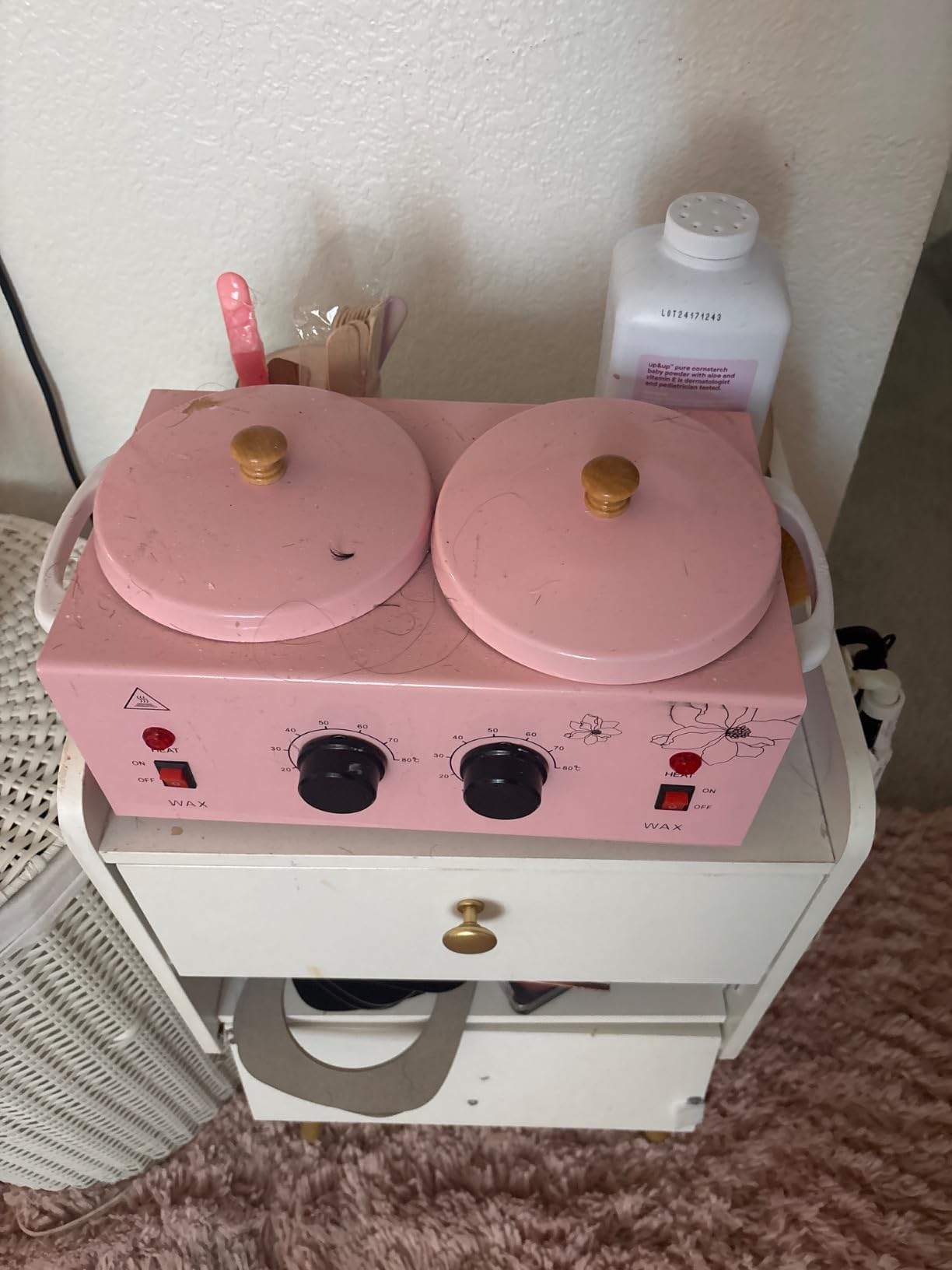 Portable Wax Warmer with Adjustable Temperature and 40 Wax Sticks - Painless Hair Removal for Women and Men (Pink-Double Pots) customer photo 2