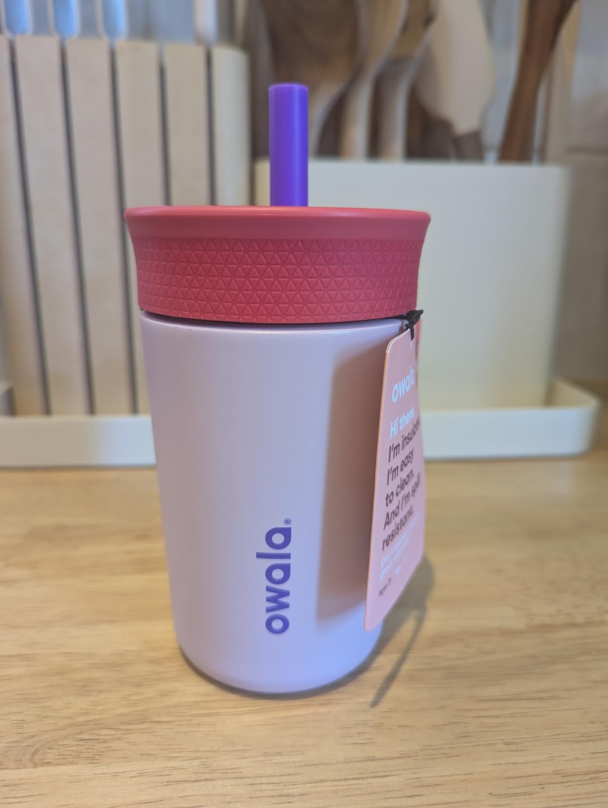 Owala Kids Insulation Stainless Steel Tumbler with Spill Resistant Flexible Straw, Easy to Clean, Kids Water Bottle, Great for Travel, Dishwasher Safe, 12 Oz, Navy and Blue customer photo 1