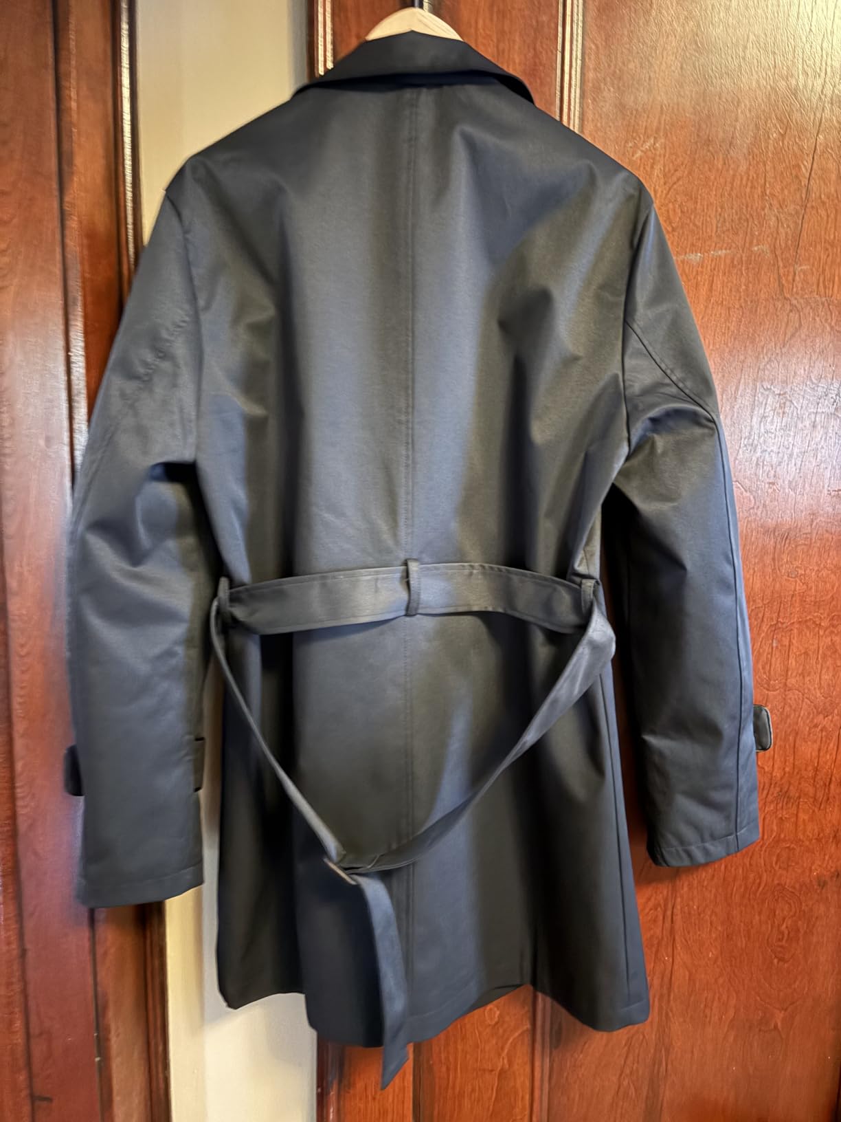 Men's Trench Coat Slim fit Double Breasted Notched Lapel Belted Windbreaker Long Jacket Casual Windproof Overcoat customer photo 2
