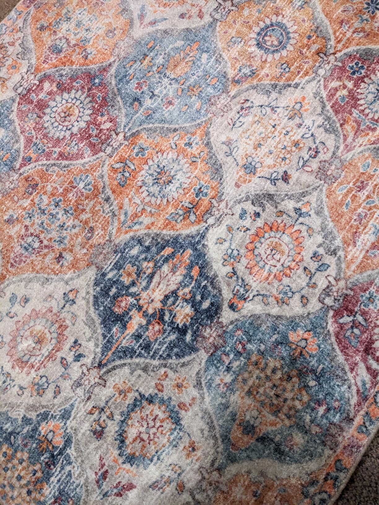 Lahome Moroccan Washable Area Rugs 8x10, 8x10 Rugs for Living Room Bedroom, Non Slip Low Pile Distressed Stain Resistant Rug for Kids Pets High Traffic Areas Elise, Burnt Orange customer photo 2