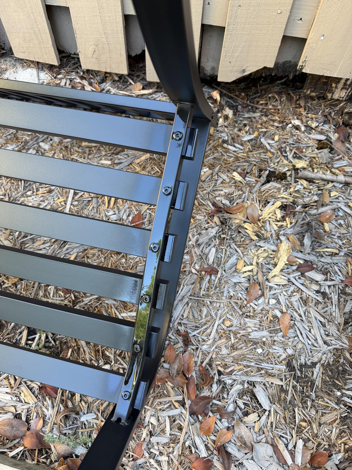 Outdoor Bench Garden Bench, Weatherproof Anti-Rust Heavy-Duty Outside Benches Clearance, Wrought Iron Metal Bench for Front Porch, Patio, Park customer photo 2