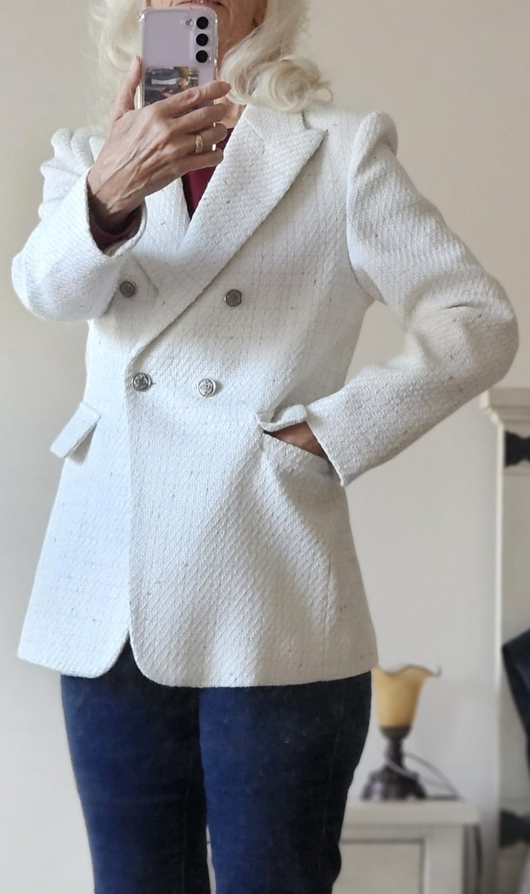 Mina Self 2026 Women's Tweed Plaid Blazer Jacket - Fully Lined Fashion Business Casual Elegant Work Coat with Pockets customer photo 2