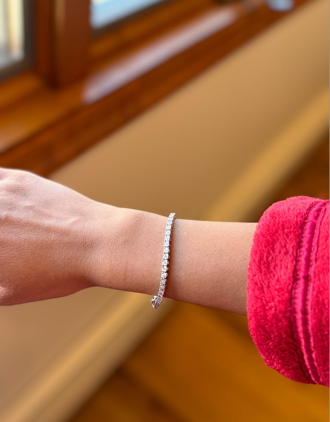 1.0 Cttw Miracle Set White Diamond Round Faceted Bezel Tennis Bracelet (I-J Color, I3 Clarity) - Choice of Metal Color and Size customer photo 2
