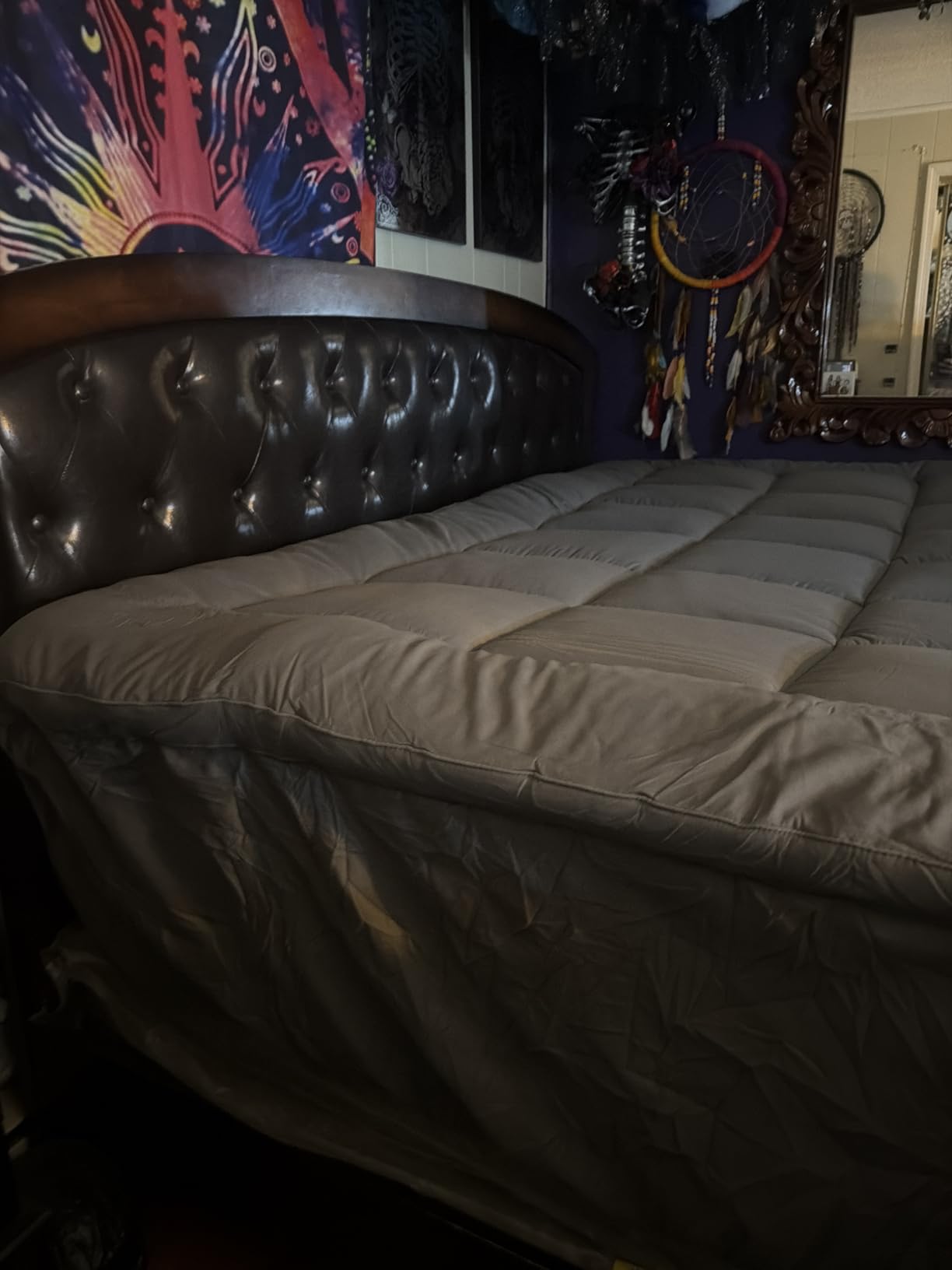 BDEUS Dual Layer 5 Inch Memory Foam Mattress Topper King Size, 2 Inch Gel Memory Foam Plus 3 Inch 1450 GSM Down Alternative Quilted Pillow Top Mattress Pad Cover, Dark Gray customer photo 1