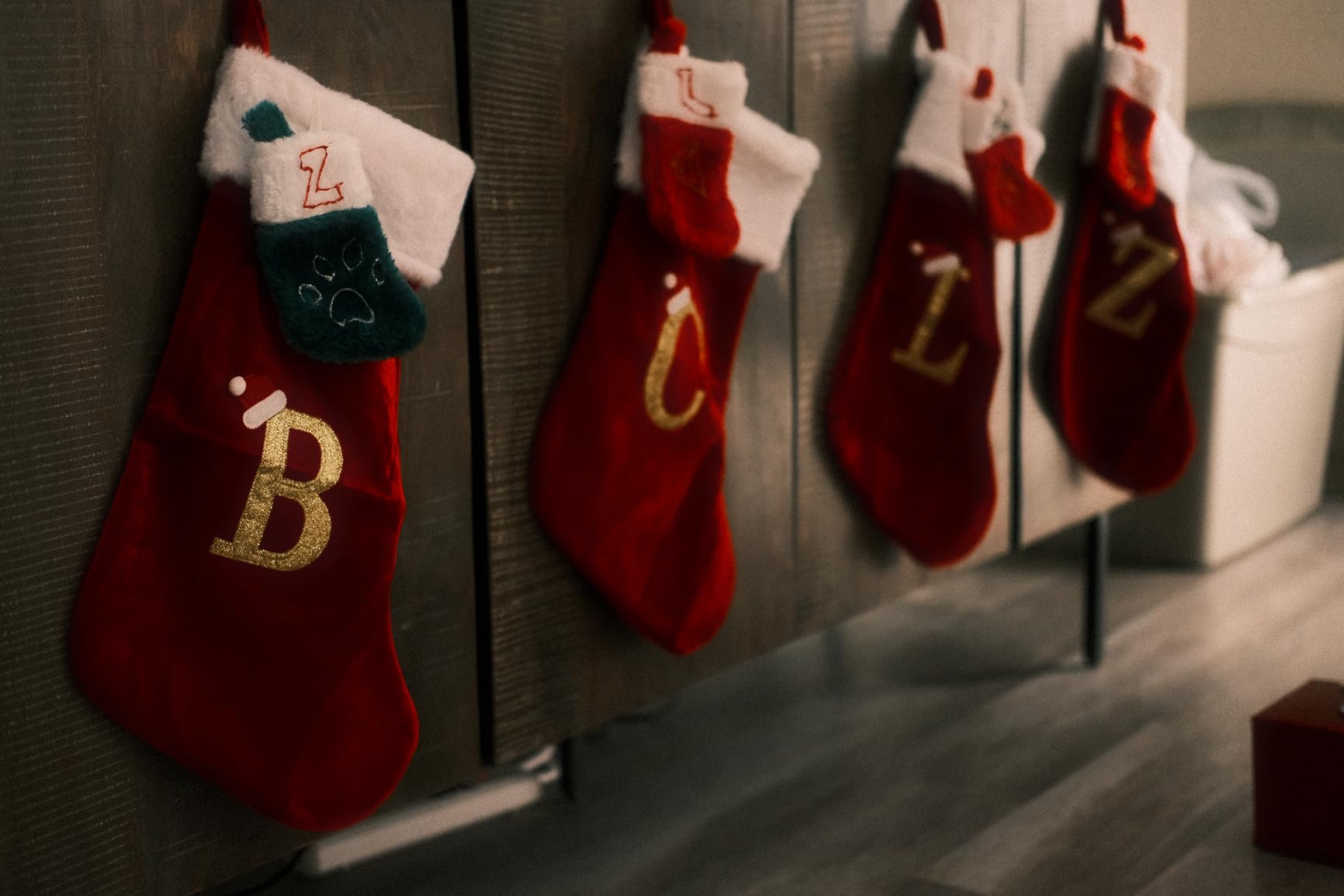 20 Inches Monogram Christmas Stockings with Letters, Large Super Soft Christmas Stockings Red Velvet with White Super Soft Plush Cuff for Christmas Xmas Tree Holiday Fireplace (A) customer photo 1