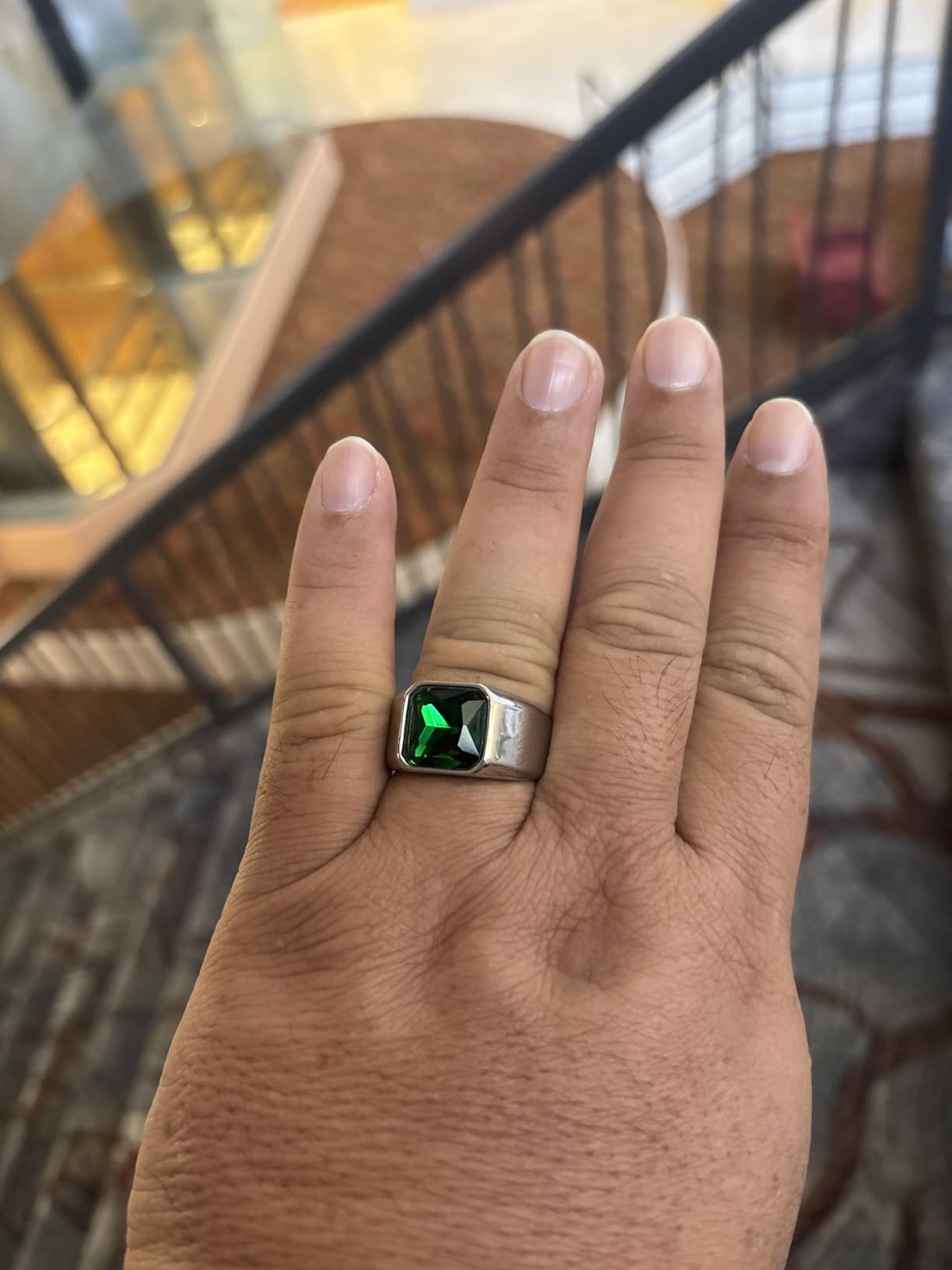 Bestyle Chunky Signet Ring for Men, Stainless Steel/Black Ring Synthetic Gemstone Band Ring Biker Ring for Men, Thumb Pinky Ring Mens Fashion Ring Jewelry Size 7-14, Gift Package customer photo 2