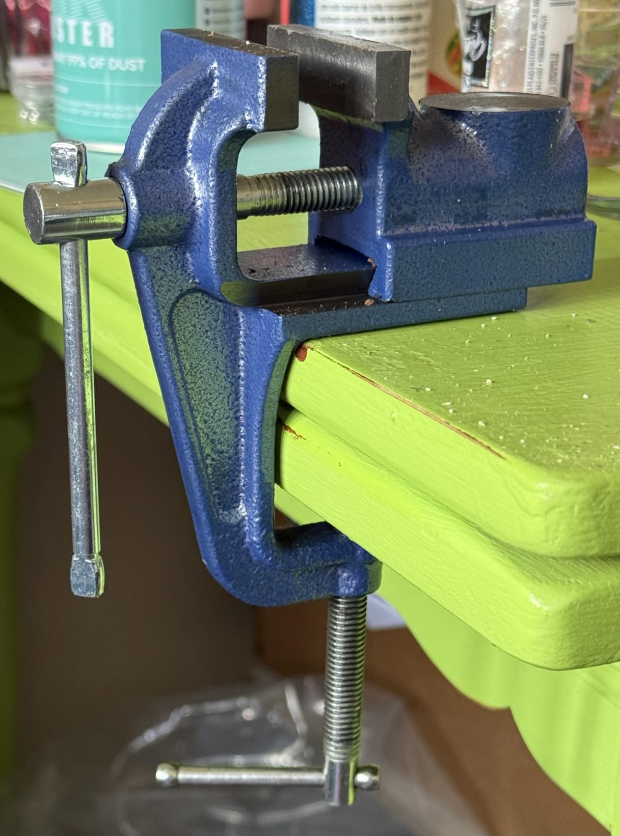 6-Inch Heavy Duty Bench Vise Ductile Iron Bench Vise 360° Multi-Purpose Bench Vice with Anvil, Clamp force 9900lbs, Blue Swivel Vise customer photo 1