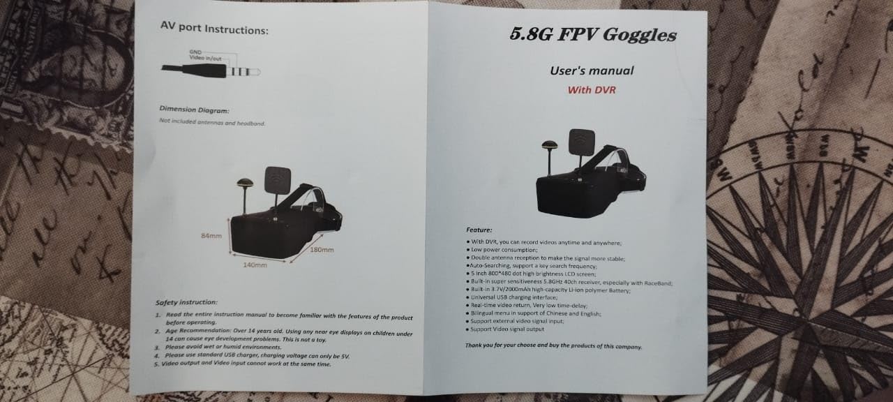 EV800D FPV Goggles with DVR - 5.8G 40CH 5 Inch Screen Build in Antenna Battery for Analog FPV Camera and Transmitter FPV Drone RC Car Airplane Hobby by Speedybee customer photo 2