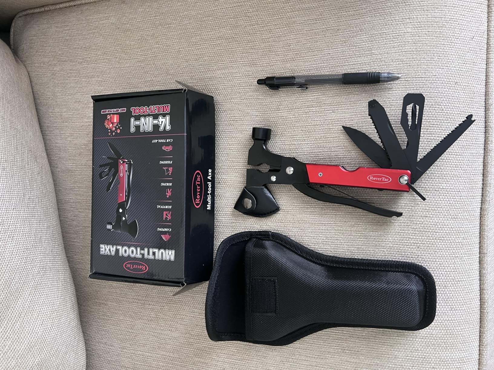 RoverTac 14-in-1 Multitool Camping Axe - Multi Tool with Knife, Hammer, Saw, Screwdrivers, Bottle Opener - Camping Tool with Sheath - Tool Gifts for Men, Dad, Husband, and Outdoor Enthusiasts customer photo 2