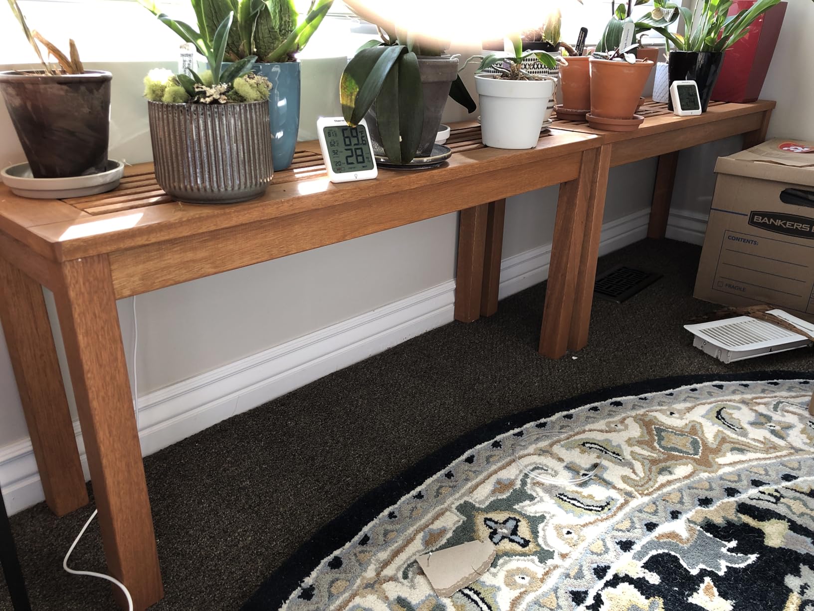 Tangkula Patio Wood Bench, 2-Person Solid Wood Bench with Slatted Seat, 39.5