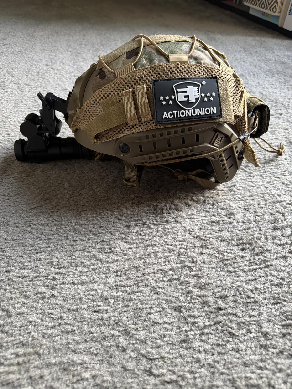 GOYOJO Night Vision Goggles Helmet-Mounted Monocular | 1080P HD NVG with 3X Zoom & Adjustable Infrared | IP66 Waterproof for Hunting, Surveillance, Camping | Built-in Compass (100% Darkness) customer photo 1