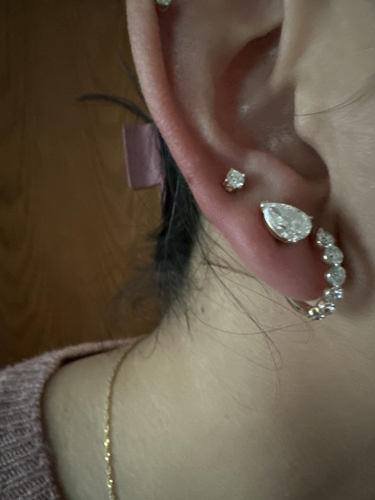 Lab-Grown Diamond Stud Earrings 10KT White Gold and 10KT Yellow Gold | Hypoallergenic Fine Gold Jewelry | 4-Prong Basket, Push Back Nut | VS2 SI1 Clarity, F Color, Round Cut | 1/5,1/4,1/3,3/8,1/2,3/4,1,2 ct tw customer photo 1