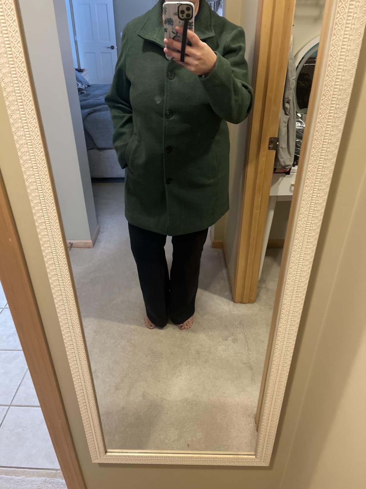 Women's Casual Thicken Wool Blend Stand Collar Single Breasted Pea Coat customer photo 1