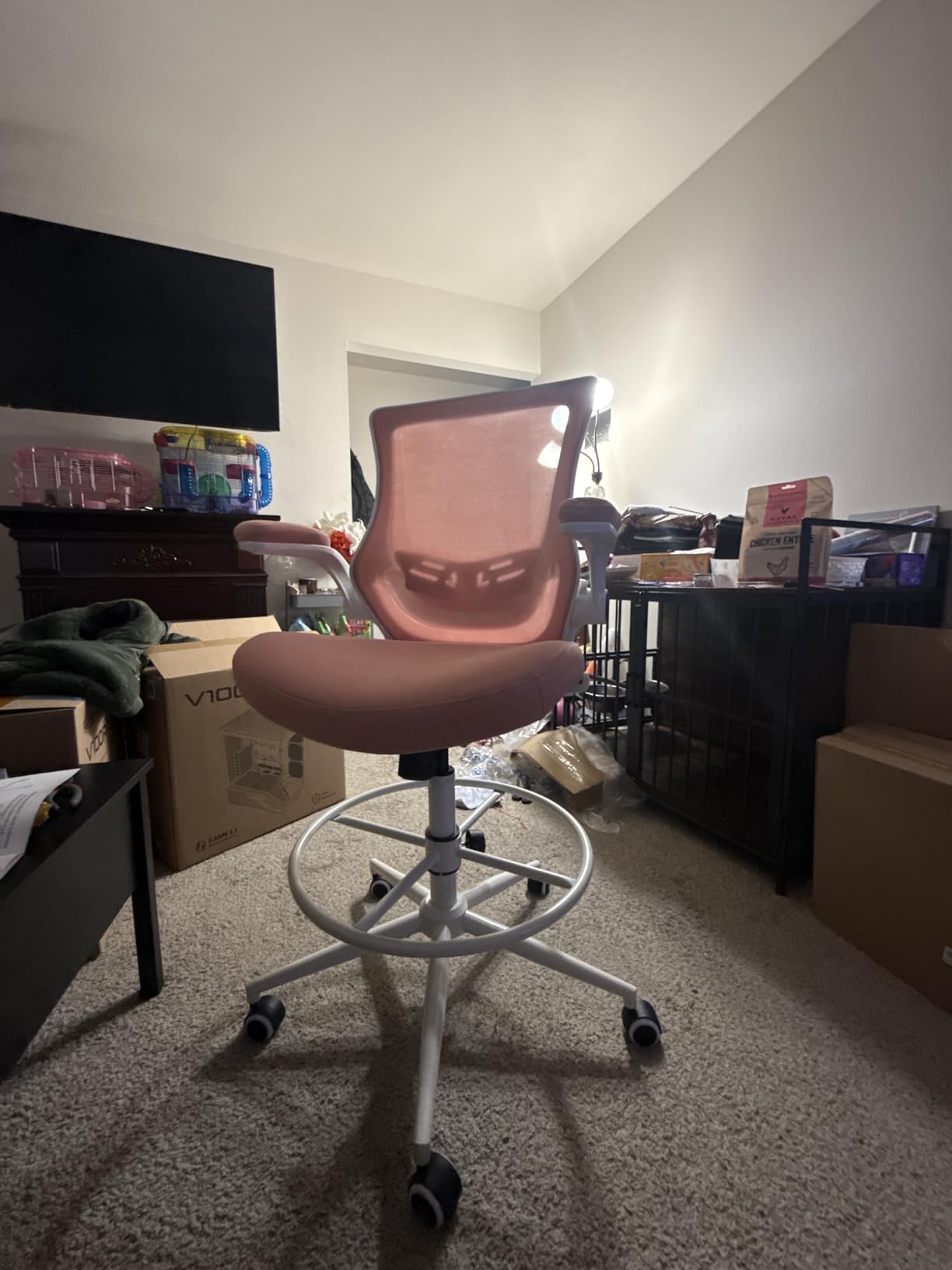 Misolant Tall Office Chair for Standing Desk, Drafting Chair with Footrest Ring, PU Leather Recline High Office Tall Desk Chair with Adjustable Lumbar Support customer photo 2