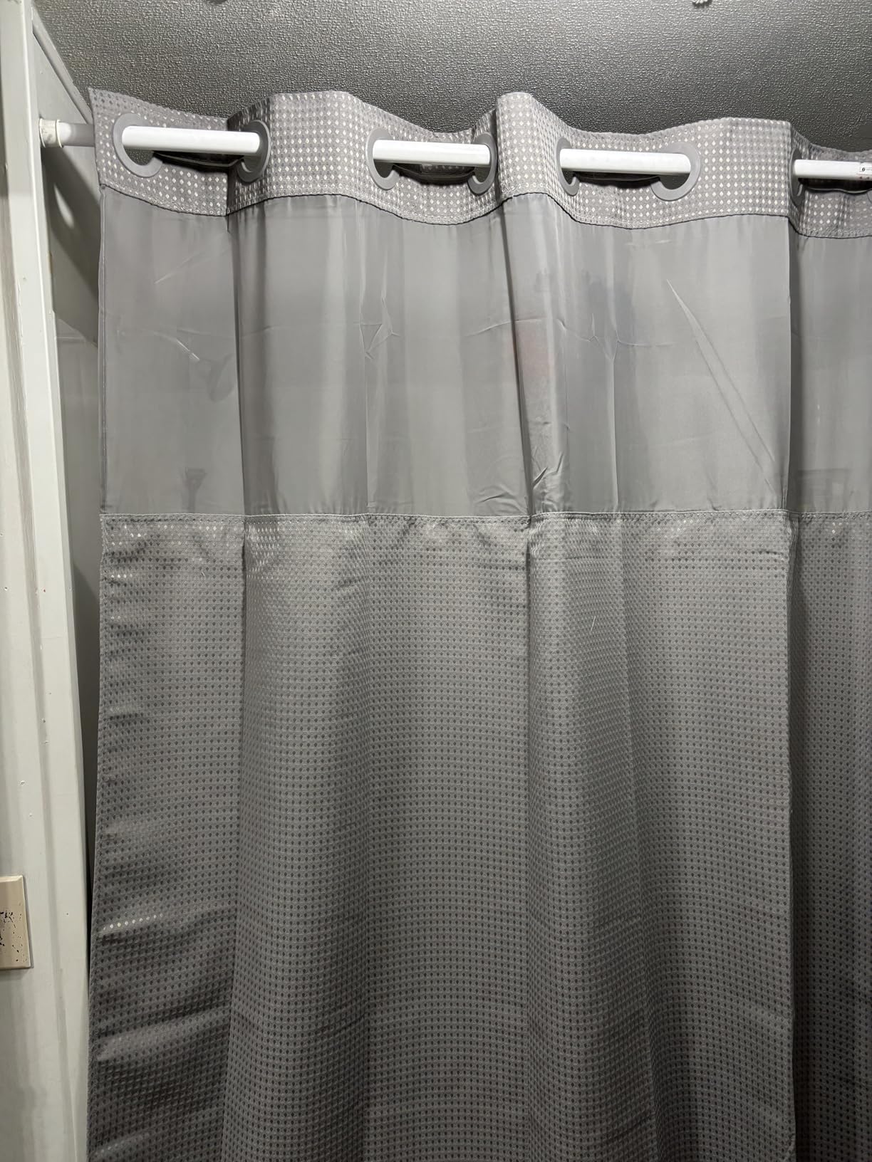 EUTXL Grey Shower Curtain and Liner Set - 230GSM Waffle Weave Textured Heavy Duty, Hotel Luxury Weighted Bath Curtain, 71W x 74H customer photo 1