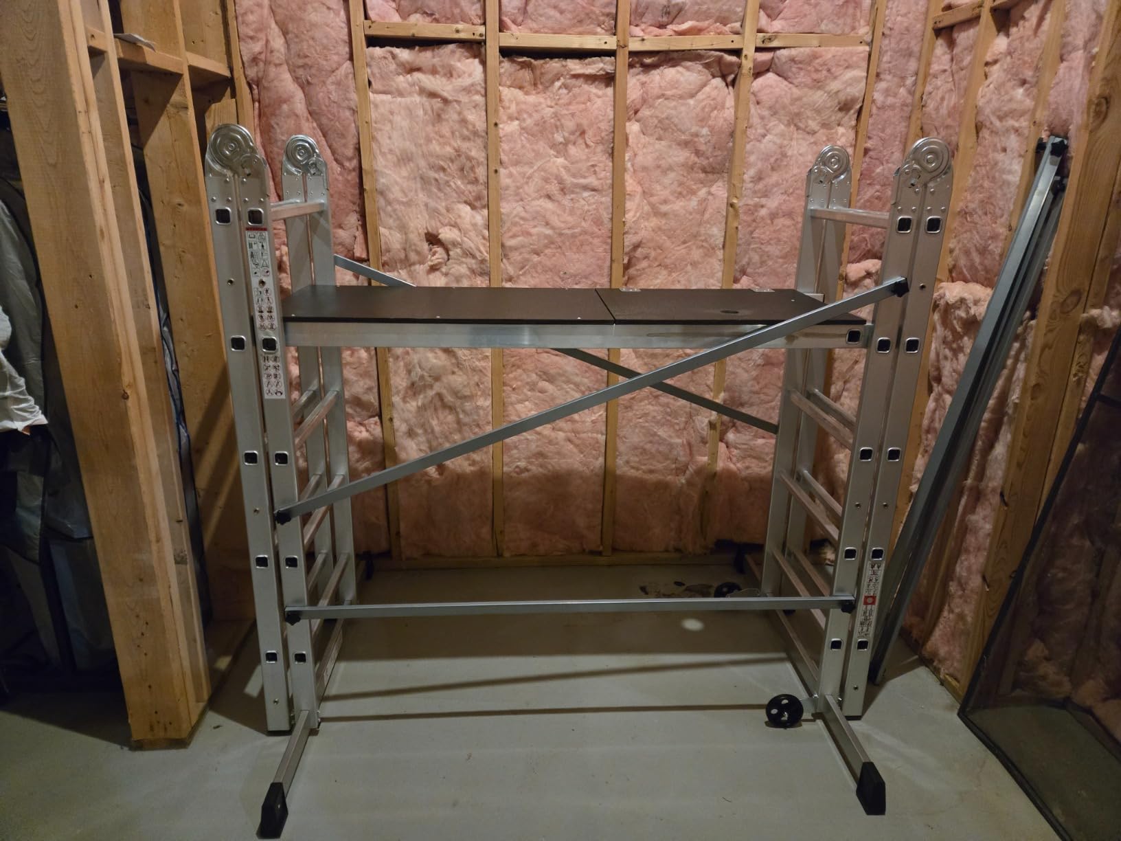 APARECIUM 5' Foldable Aluminum Scaffolding, Portable Scaffolding Ladder, Rolling Scaffolding Work Platform, Scaffold Tower, Ladder Stool Work Bench, Adjustable Work Platform, 330 Lbs Duty Rate customer photo 2