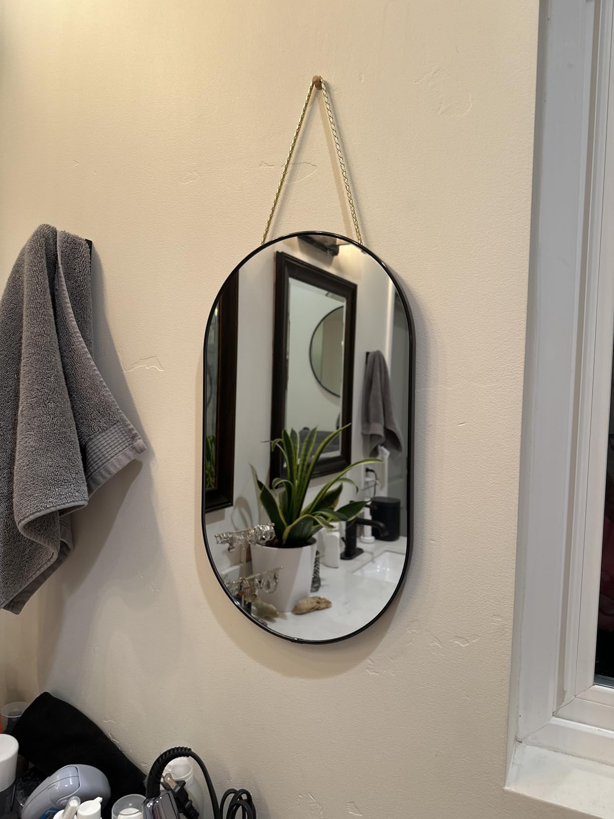 YCHMIR Oval Wall Mirror, Gold, Oval Shape, for Bathrooms and More (16x9.2 inch) customer photo 1