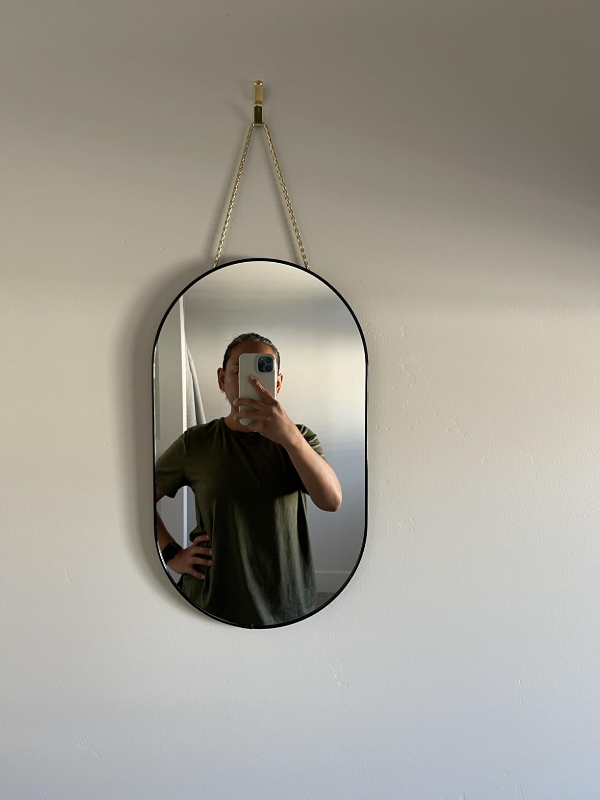 YCHMIR Oval Wall Mirror, Gold, Oval Shape, for Bathrooms and More (16x9.2 inch) customer photo 2