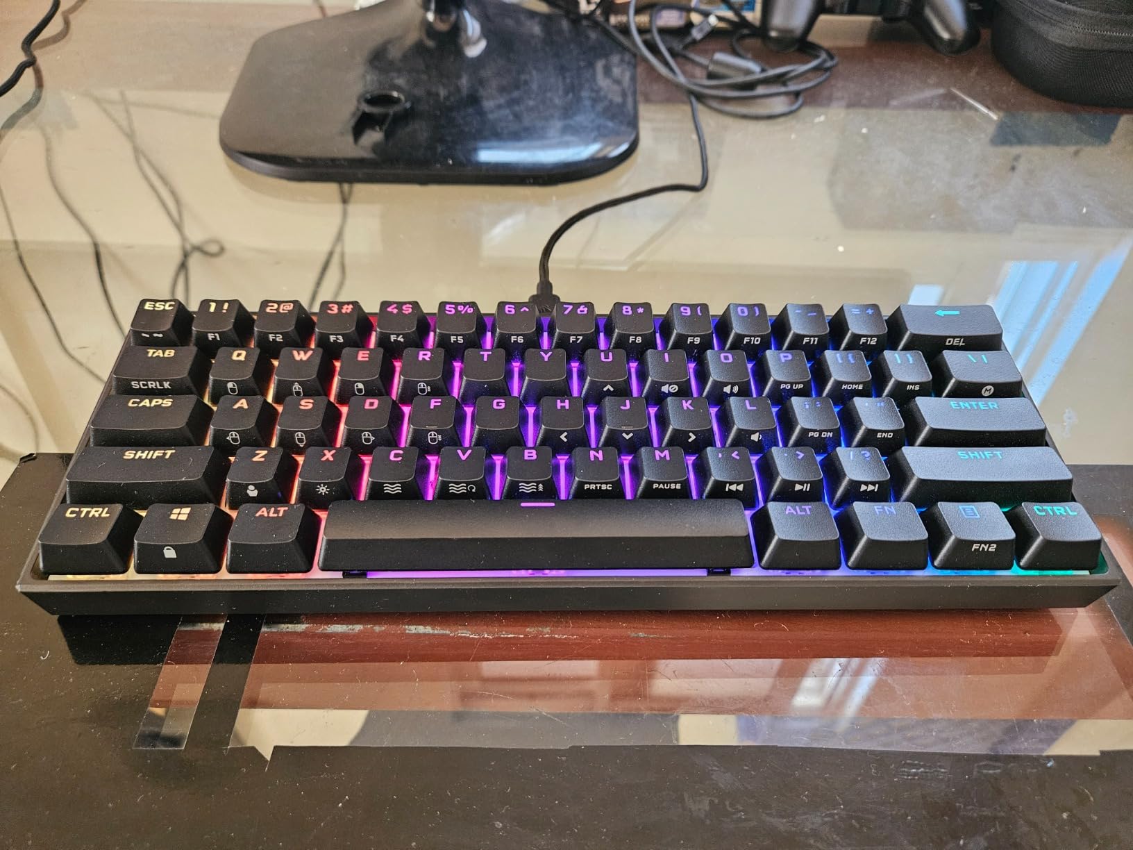 Corsair K65 RGB MINI 60% Mechanical Gaming Keyboard - Cherry MX Brown Mechanical Keyswitches - Customizable Per-Key RGB Backlighting - Detachable USB Type-C Cable - QWERTY NA Layout - Black customer photo 2