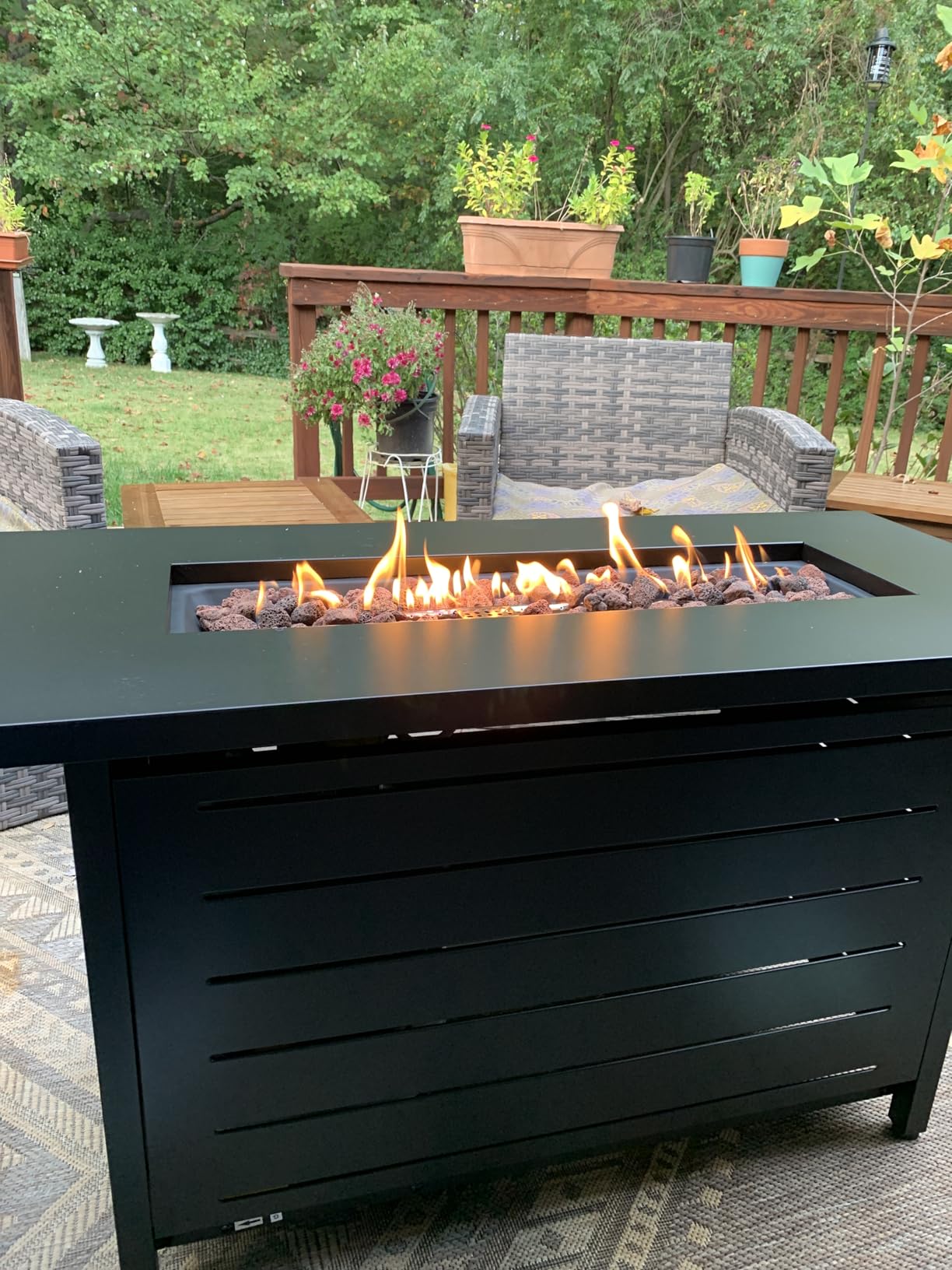 Ciays 42-Inch Propane Fire Pit - 60,000 BTU Steel Gas Fire Pit Table for Outside, Steel Lid & Lava Rock, 2 in 1 Fire Table, Adds Warmth to Gatherings & Parties on Patio, Deck, Garden & Backyard, Black customer photo 1