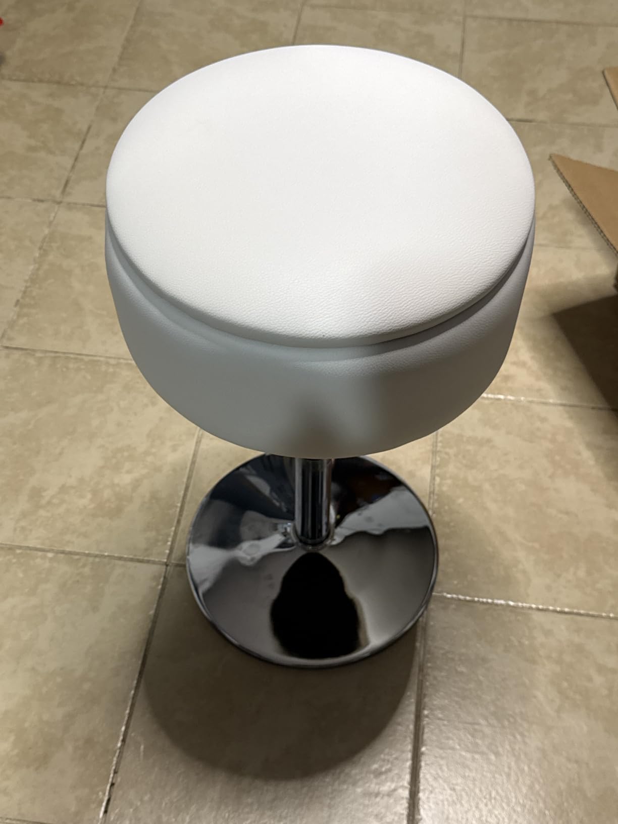 Adjustable Ottoman Stool White Vanity Stool Vanity Chair for Makeup Room Stool Chair for Vanity Stool with Storage Makeup Stools with Storage Swivel Makeup Chair for Bathroom Faux Leather customer photo 1