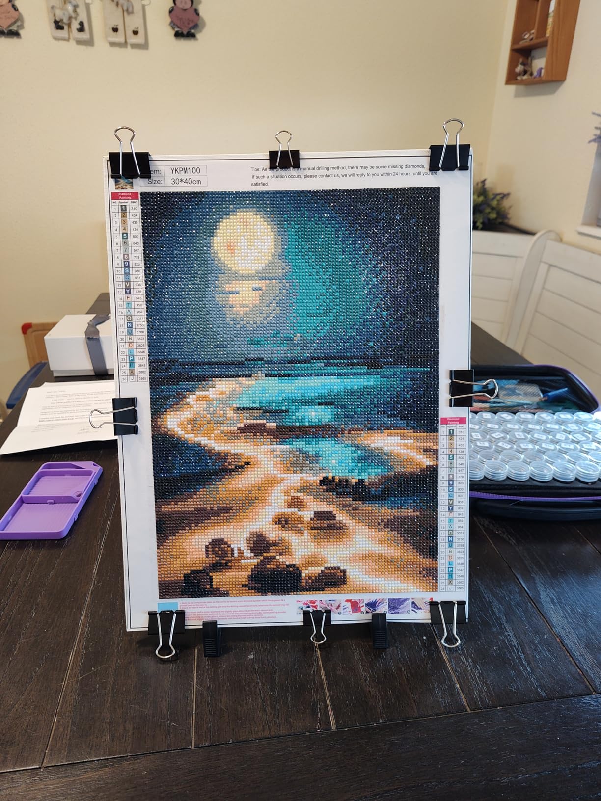 KINPLUB Moonlight Beach Diamond Painting Kits for Adults, 5D Seaside Moon Diamond Art Kits for Beginners, DIY Full Drill Paint with Diamond, Home Wall Decor 12 x 16 Inch customer photo 2