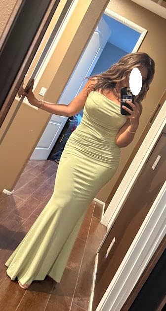 EYNMIN Women's Sleeveless Bodycon Corset Maxi Dress Spaghetti Strap Ruched Elegant Evening Wedding Guest Long Formal Dresses customer photo 1