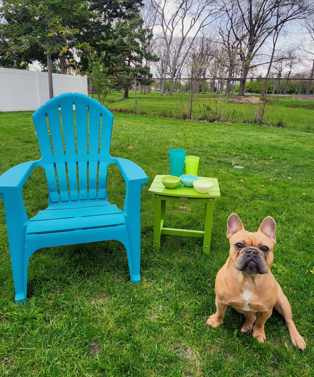Y&M Outdoor Side Table, HIPS Adirondack Small Single Table, Waterproof Square Outside Table, Balcony Modern End Tables for Patio, Pool, Beach, Porch, Deck, Indoor or Outdoor Use, Navy Blue customer photo 2