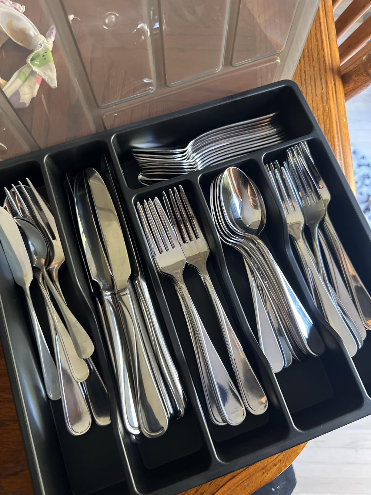 Lifewit Silverware Organizer with Lid, Covered Utensil Tray for Kitchen Drawer and Countertop, Plastic Cutlery and Flatware Storage Box for Spoons Forks Knives Holder Case, 12.6x11.8