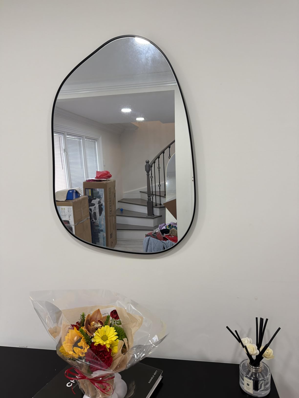 PERFNIQUE Irregular Wall Mirror Asymmetrical Mirror, 32''x24'' Gold Mirror for Bathroom Bedroom Living Room Entryway, Decorative Modern Boho Decor, Wall Mouted(Gold, 32''x24'') customer photo 1