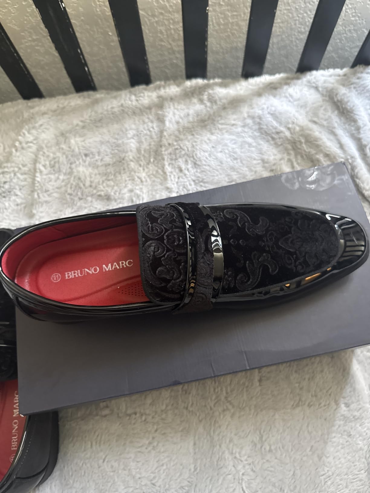 Bruno Marc Men's Tuxedo Patent Loafers Classic Velvet Slip-on Dress Shoes customer photo 2