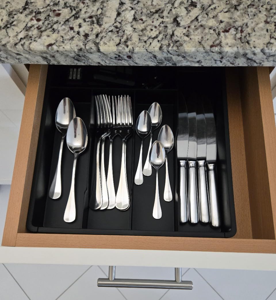 Lifewit Silverware Drawer Organizer Tray, Plastic Cutlery Storage for Kitchen, Flatware and Utensil Holder Divider for Spoons Forks Knives Tableware, 9.1 x 12.6