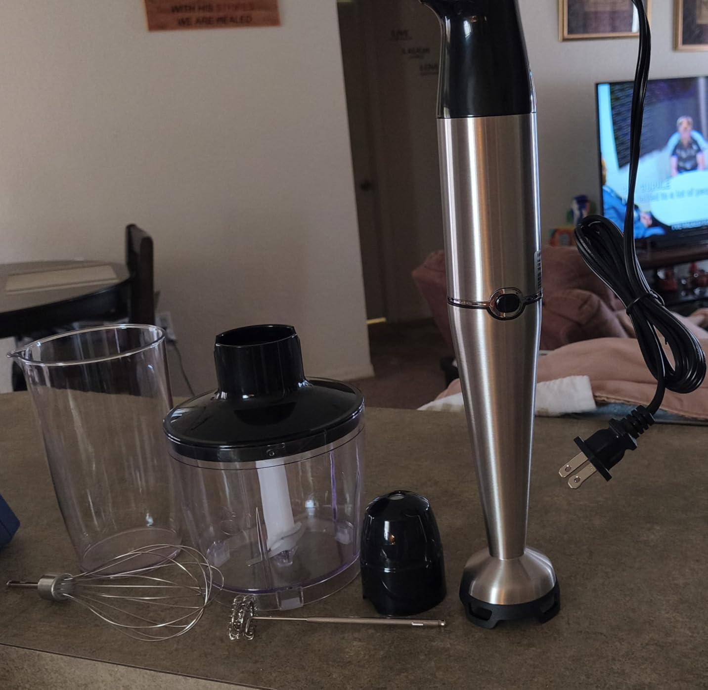 Turelar Immersion Blender Handheld Corded Hand Blenders Set 1100W, Trigger Variable Speed 5 in 1 Stick Emulsifier with Chopper, Whisk and Frother for Soup, Baby Food and Smoothies, Black customer photo 2