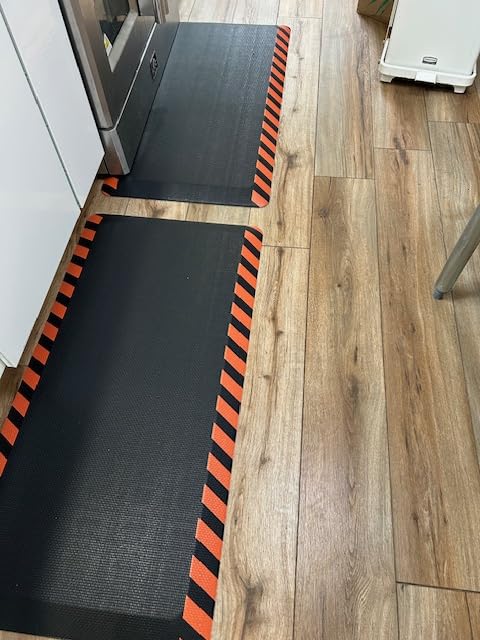 FEATOL Anti Fatigue Mat Industrial, Ergonomic Standing Floor Mat for Work for Stand - Safety Support for Leg & Back Pain (Yellow Border, 24