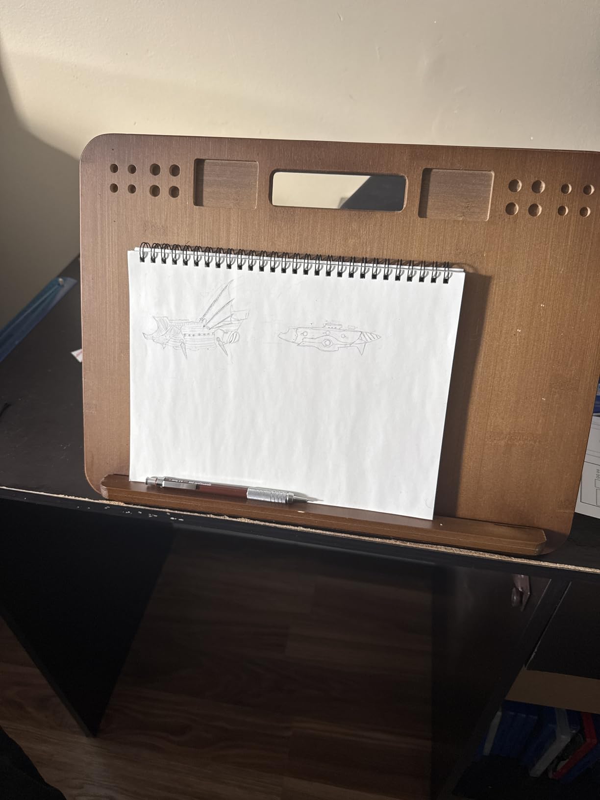 StrongTek Bamboo Table Easel, 16 x 12 Inch Adjustable Drawing Board, 6-Position Desktop Drafting and Sketching Board with Handle and Back Storage for Drawing, Painting, Reading and Writing customer photo 2