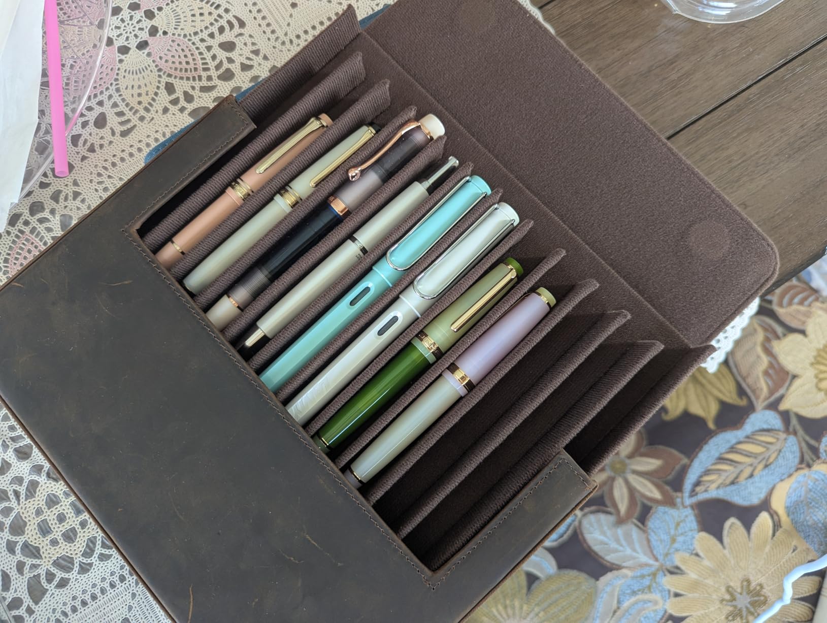 Lanxivi 12 Fountain Pen Case Genuine Leather Organizer, Crazy Horse Cowhide Leather Portable Pen Bag Pouch Drawer Style customer photo 1