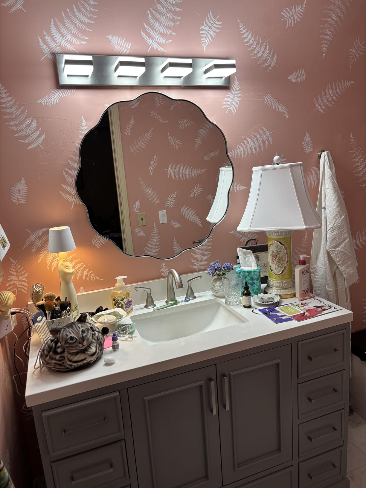 SOLFART Bathroom Vanity Lights Brushed Nickel Light Fixtures for Bathroom Above Mirror 4 Light Led Lights Bath Lighting Fixture Nickel customer photo 1