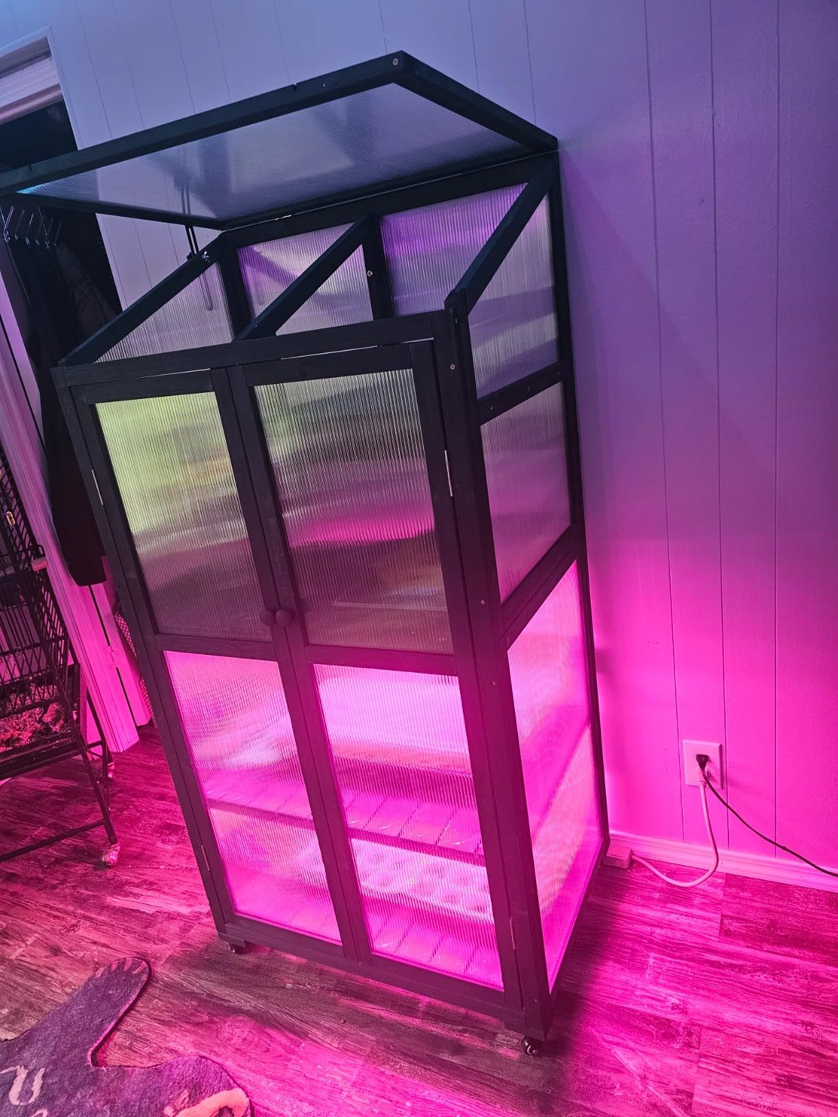 Polibi Wooden Greenhouse, Cold Frame Portable Greenhouse with Wheels and Adjustable Shelves for Indoor Outdoor Patio Balcony Garden, 31.5