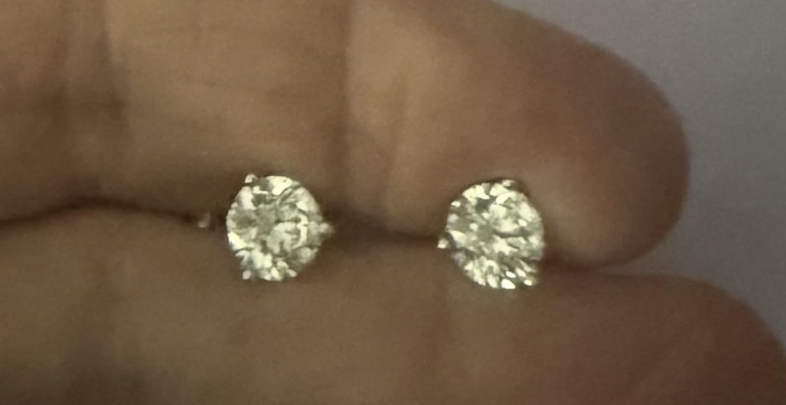 IGI Certified 1 1/2 to 4 Carat Lab Grown Diamond Round Stud Earrings for Women in 14K White Gold or 925 Sterling Silver (I-J, VS1-VS2/SI1-SI2) 3-Prong Martini Push Back Studs customer photo 2