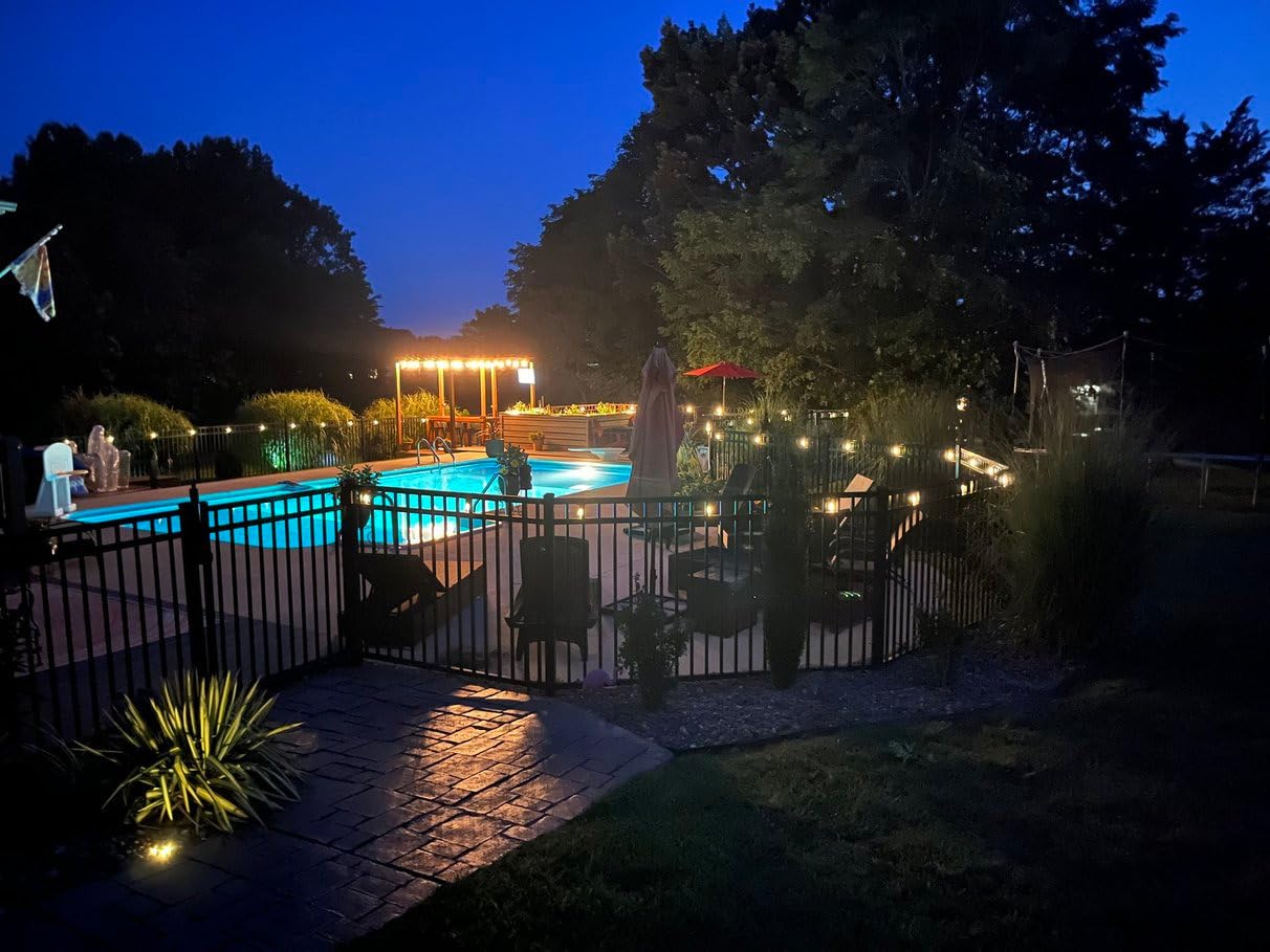 Yusist 100FT Solar String Lights Outdoor Waterproof with Remote, G40 Solar Powered String Lights with 30+2 LED Shatterproof Bulbs, Dimmable Solar Patio Hanging Lights for Outside Backyard Party customer photo 2
