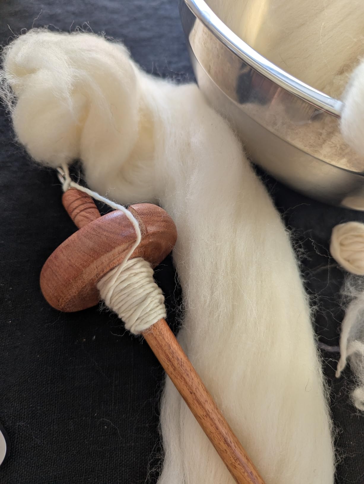 Savina Wooden Hardwood Drop Spindle Top Whorl Yarn Spinner Wheel for Beginners & Advanced, Hand Spinning, Spin Roving into Yarn customer photo 1