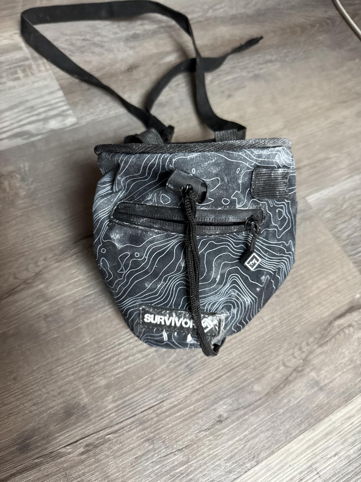 Chalk Bag + Refillable Chalk Ball - Iconic Topographical Map, Draw String Closure, 2 Zippered Pockets, & Brush Holder - Climbing Chalk Bag for Rock Climbing, Bouldering, Weightlifting, Gymnastics customer photo 2