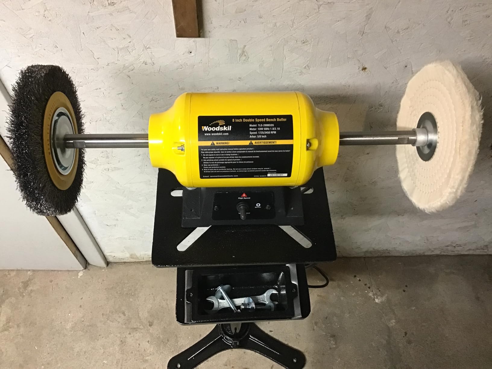 Dual Speed Bench Buffer Polisher 1.8/3.1A, 8 inch Jewelry Buffer Polisher Machine, 1725/3450 RPM Power Bench Polisher with 2 cotton Wheels for Jewelry, Metal, Wood, Jade, Knife, Plastic customer photo 1