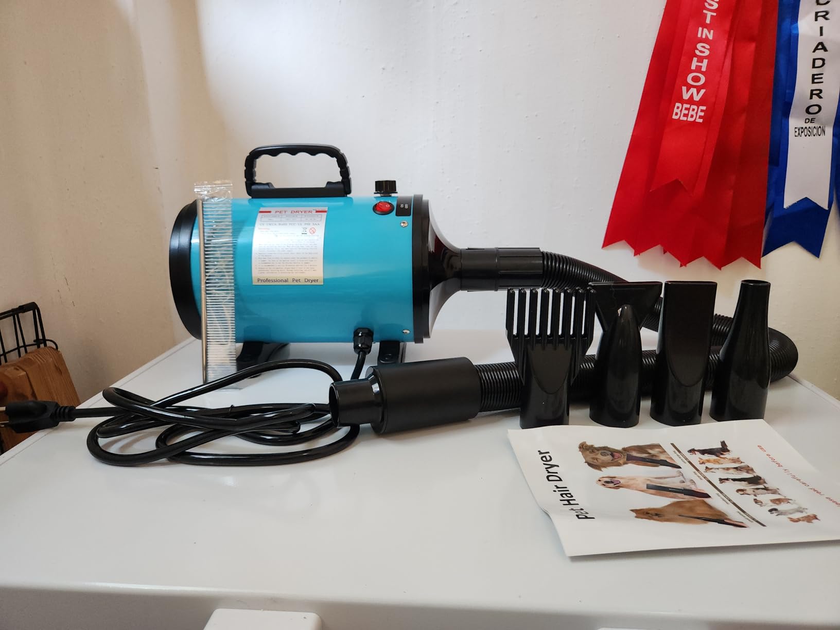 Dog Dryer,High Velocity Professional Dog Grooming Dryer,Adjustable Temperature and Speed with 4 Different Nozzles customer photo 2