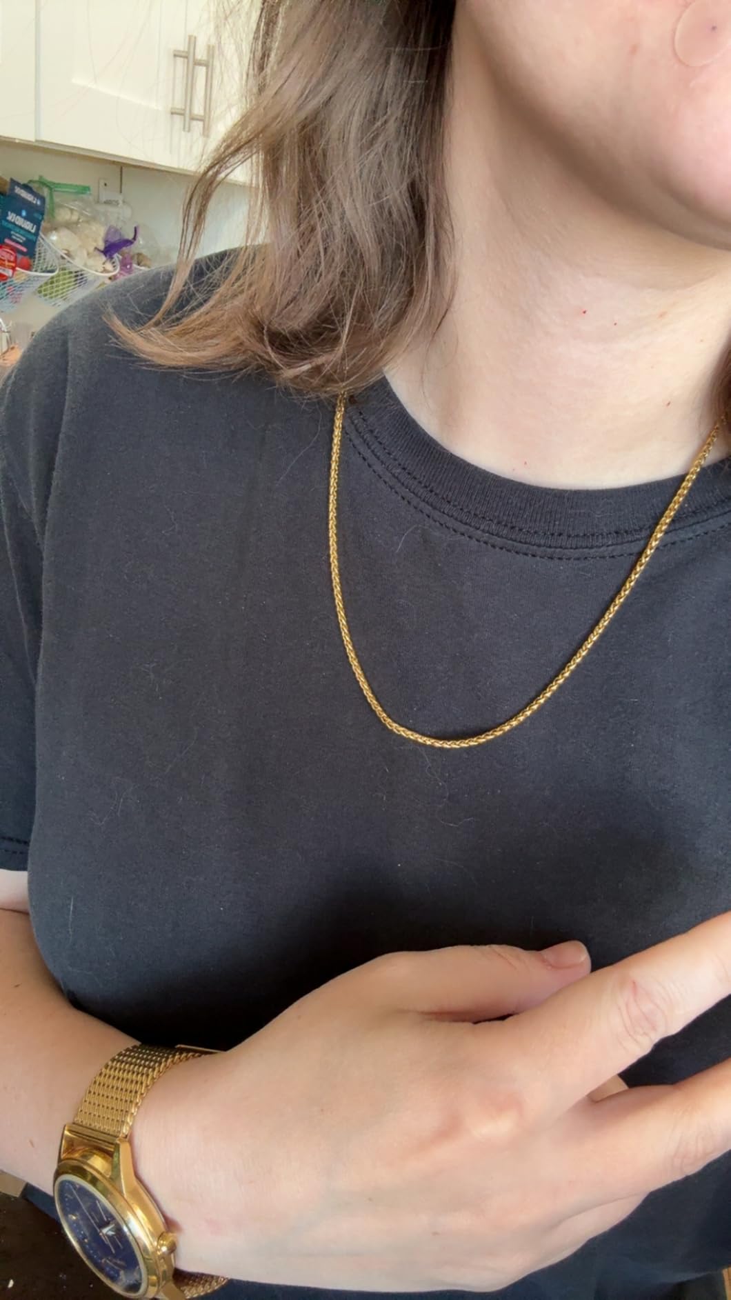 Fiusem 14K Gold Plated Wheat Chain Necklace for Men, 2/2.5/3/4/5mm Stainless Steel Necklace Chains for Men and Women 16-28 Inch customer photo 1